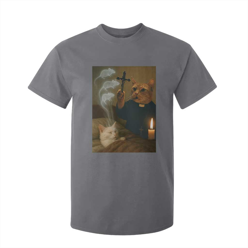 Funny Exorcist Cat Meme T Shirt For Kid Dark Humor Cat TS10 Charcoal Print Your Wear
