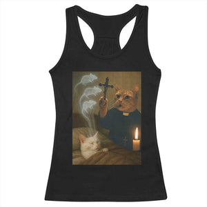 Funny Exorcist Cat Meme Racerback Tank Top Dark Humor Cat TS10 Black Print Your Wear