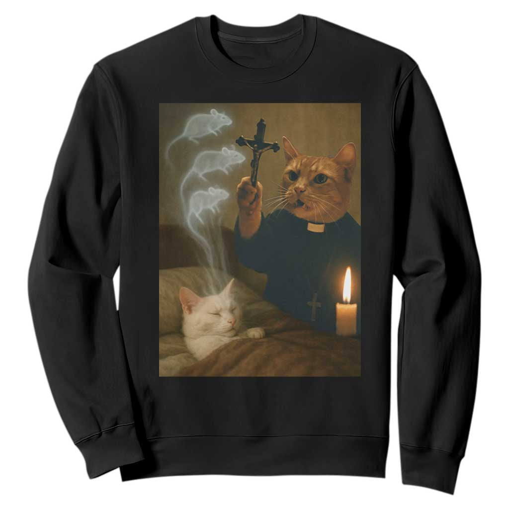 Funny Exorcist Cat Meme Sweatshirt Dark Humor Cat TS10 Black Print Your Wear