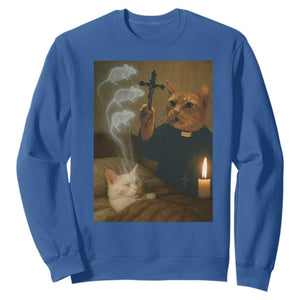 Funny Exorcist Cat Meme Sweatshirt Dark Humor Cat TS10 Royal Blue Print Your Wear