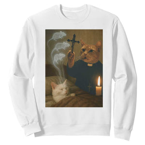 Funny Exorcist Cat Meme Sweatshirt Dark Humor Cat TS10 White Print Your Wear