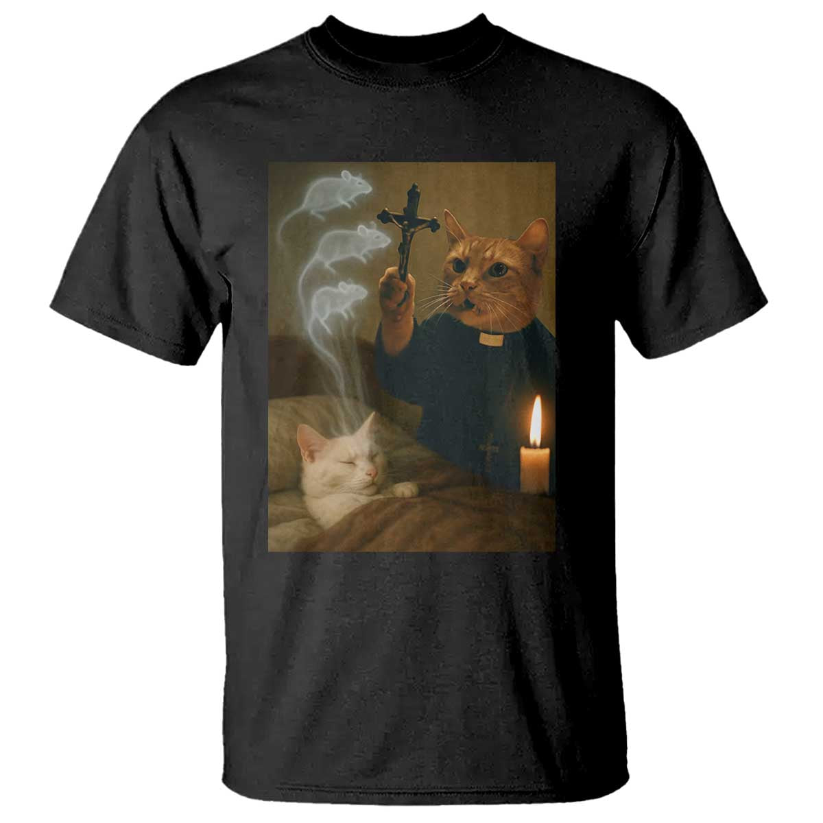Funny Exorcist Cat Meme T Shirt Dark Humor Cat TS10 Black Print Your Wear