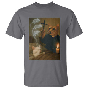 Funny Exorcist Cat Meme T Shirt Dark Humor Cat TS10 Charcoal Print Your Wear