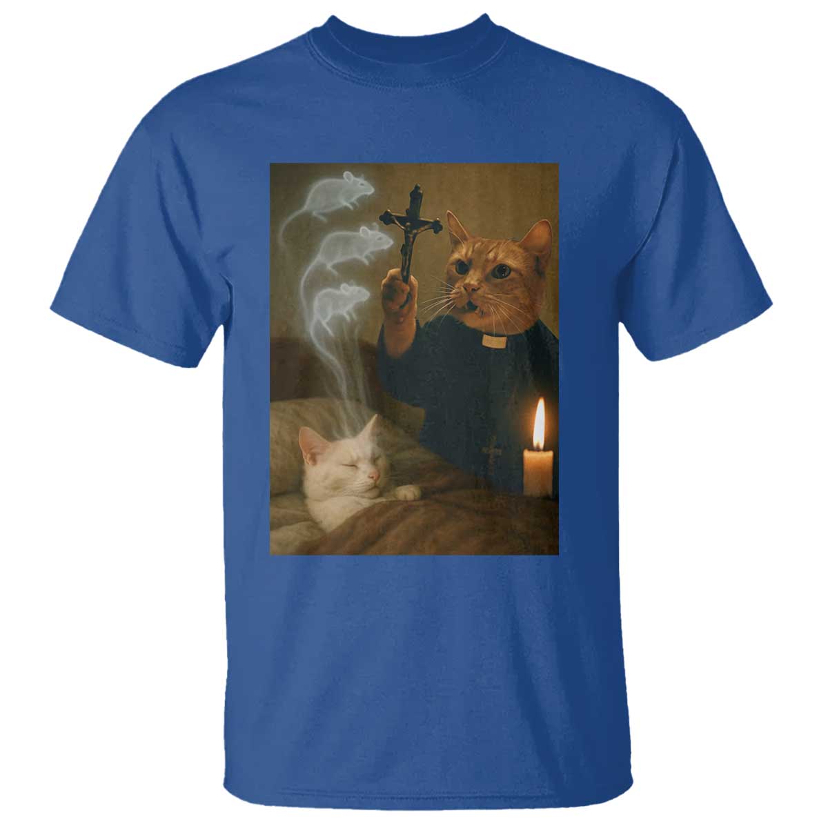 Funny Exorcist Cat Meme T Shirt Dark Humor Cat TS10 Royal Blue Print Your Wear