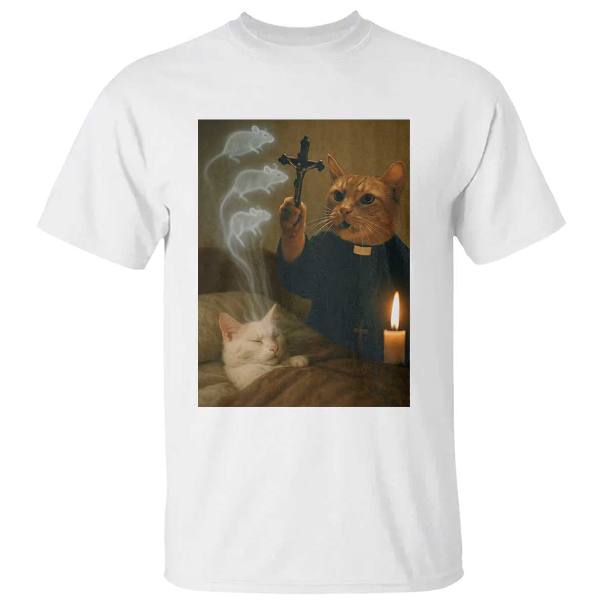 Funny Exorcist Cat Meme T Shirt Dark Humor Cat TS10 White Print Your Wear