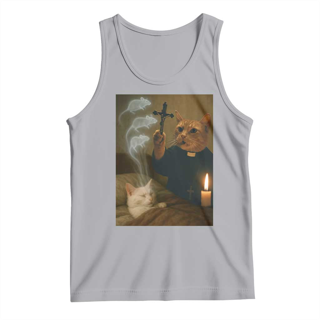 Funny Exorcist Cat Meme Tank Top Dark Humor Cat TS10 Athletic Heather Print Your Wear