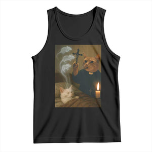 Funny Exorcist Cat Meme Tank Top Dark Humor Cat TS10 Black Print Your Wear