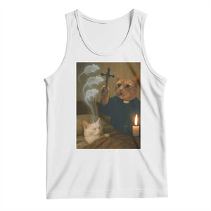 Funny Exorcist Cat Meme Tank Top Dark Humor Cat TS10 White Print Your Wear