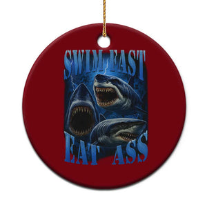 Retro Sharks Ceramic Ornament Swim Fast Eat Ass Vintage 90s Bootleg Graphic TS10 1pc Red Print Your Wear