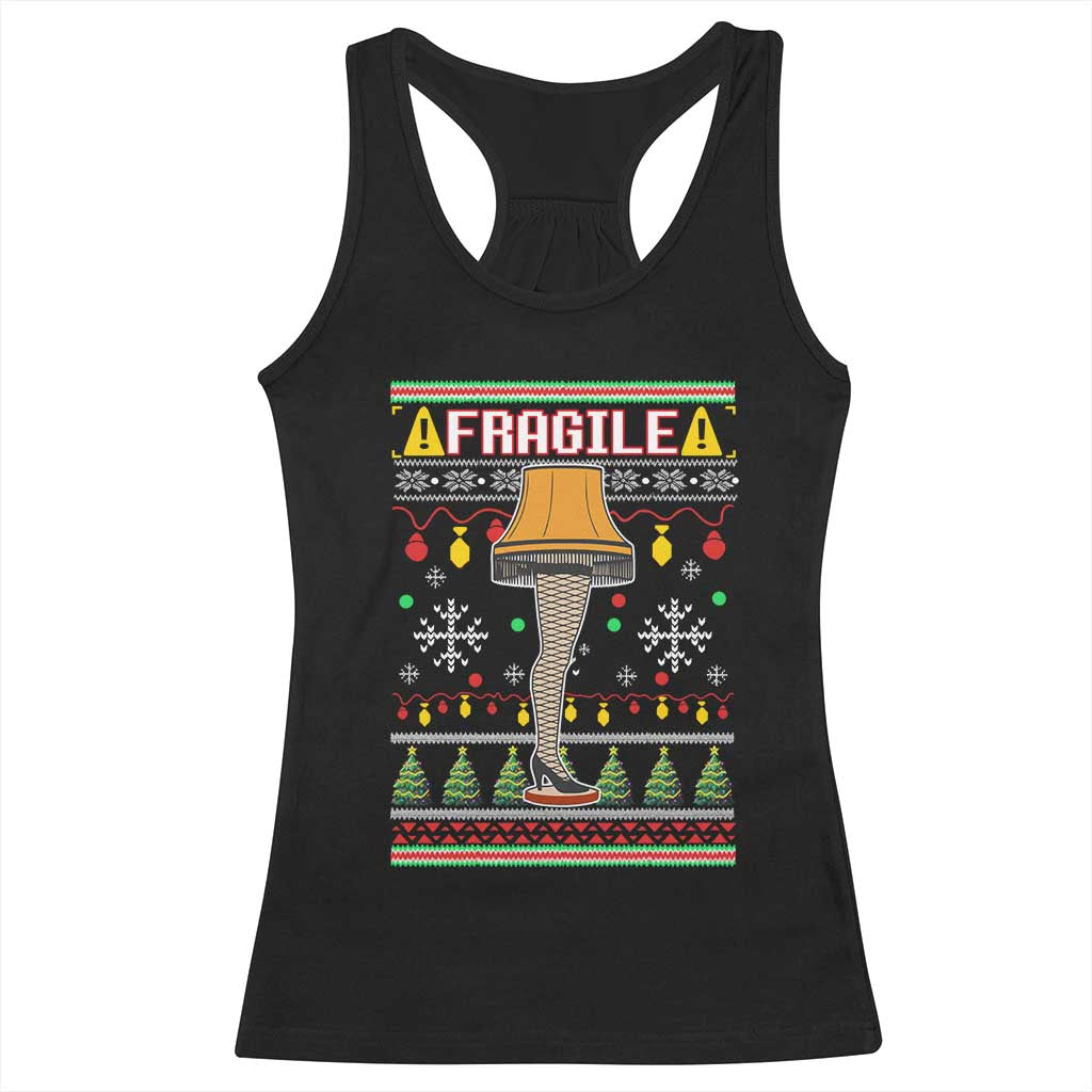 Leg Lamp Ugly Christmas Racerback Tank Top Funny Xmas Movie Fragile TS10 Black Print Your Wear