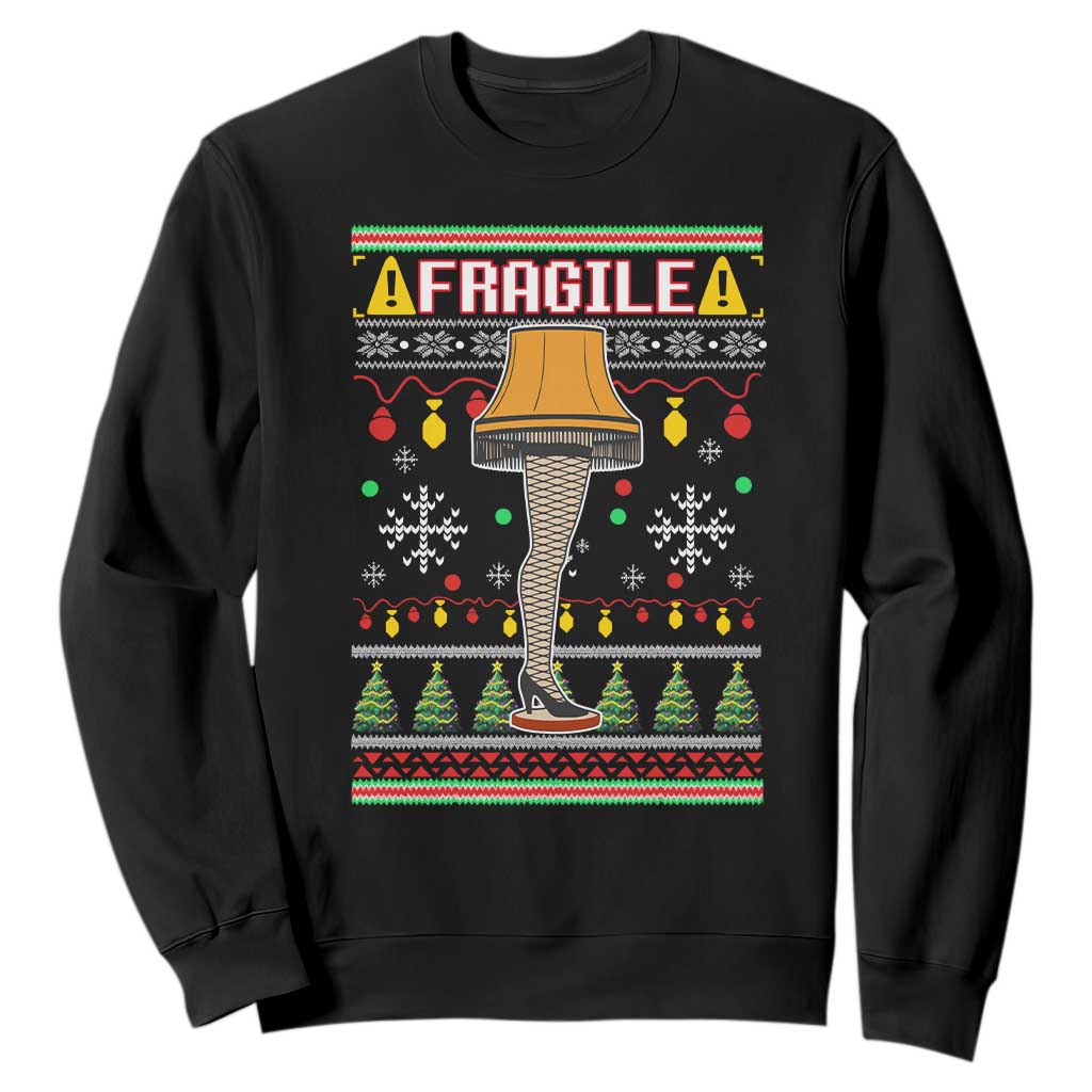 Leg Lamp Ugly Christmas Sweatshirt Funny Xmas Movie Fragile TS10 Black Print Your Wear