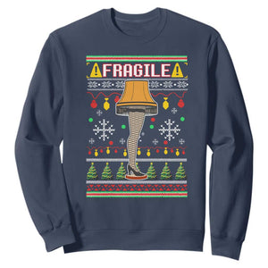 Leg Lamp Ugly Christmas Sweatshirt Funny Xmas Movie Fragile TS10 Navy Print Your Wear