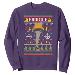 Leg Lamp Ugly Christmas Sweatshirt Funny Xmas Movie Fragile TS10 Purple Print Your Wear