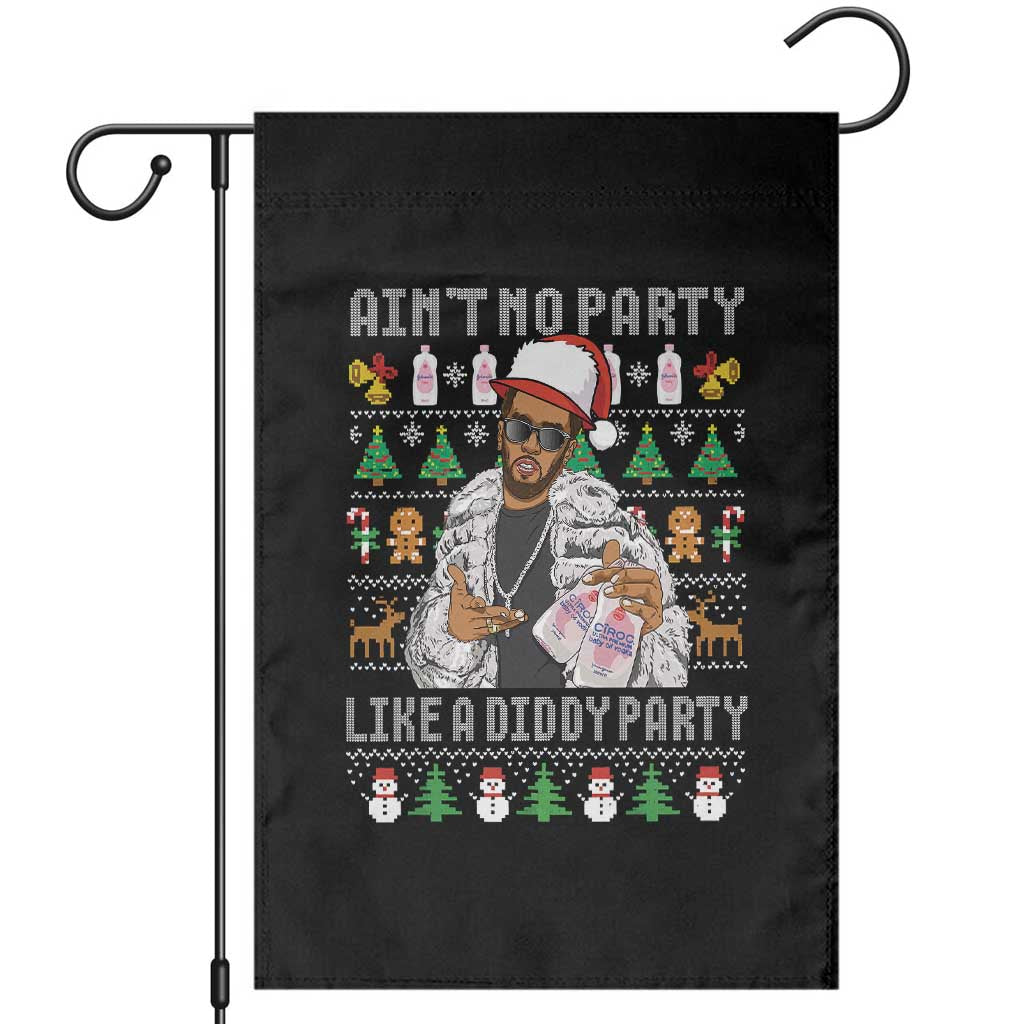 Funny Christmas Diddy Garden Flag Aint No Party Like A Diddy Party Baby Oil Ugly Xmas TS10 Black Print Your Wear