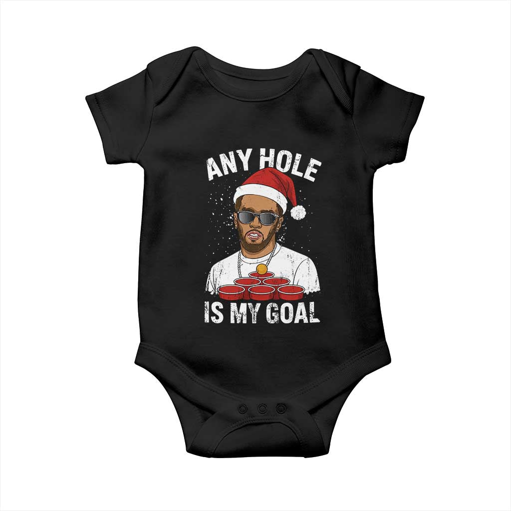 Funny Christmas Diddy Baby Onesie Any Hole is My Goal TS10 Black Print Your Wear