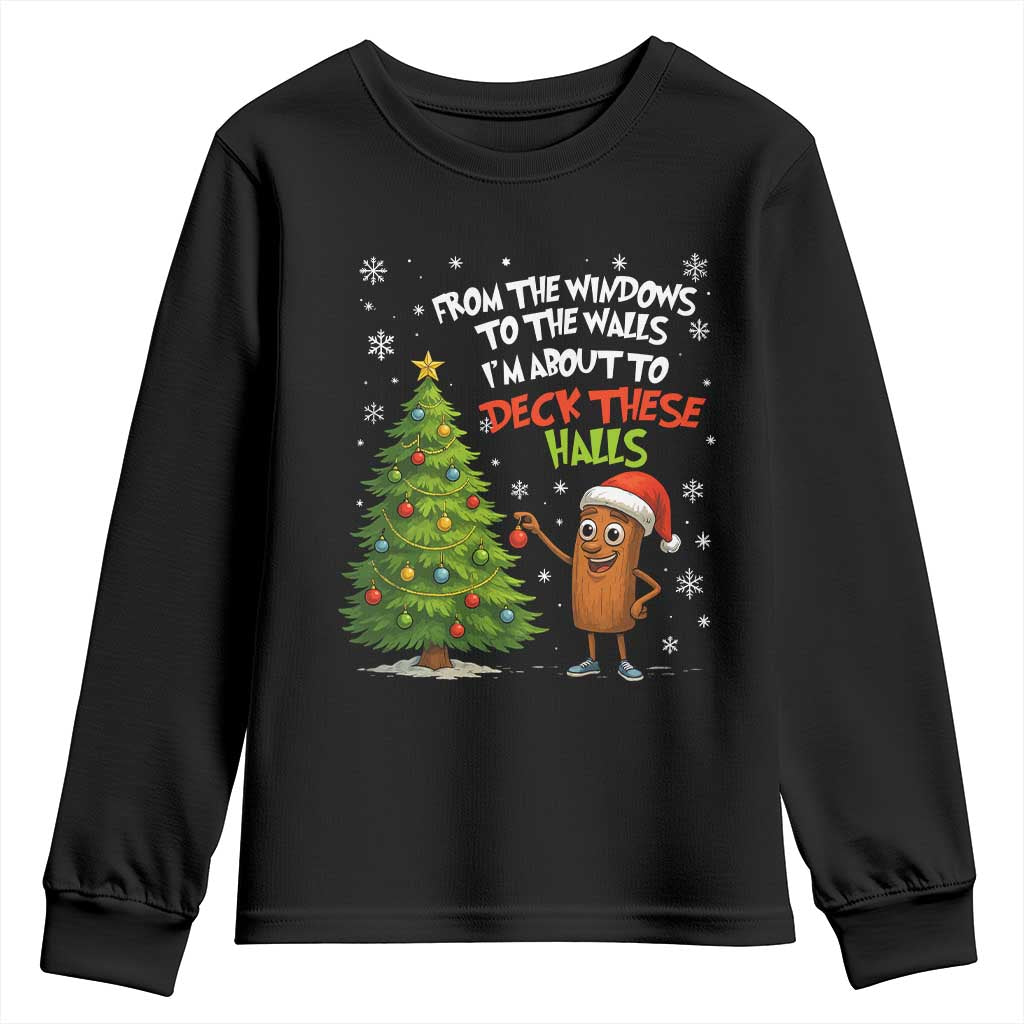 Funny Christmas Italian Brainrot Youth Sweatshirt Funny Memes From The Windows to the Walls I'm About To TS10 Black Print Your Wear