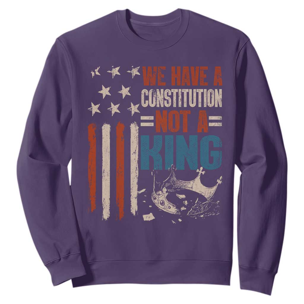 No Kings Protest Sweatshirt We Have A Constitution Not A King American Flag TS10 Purple Print Your Wear