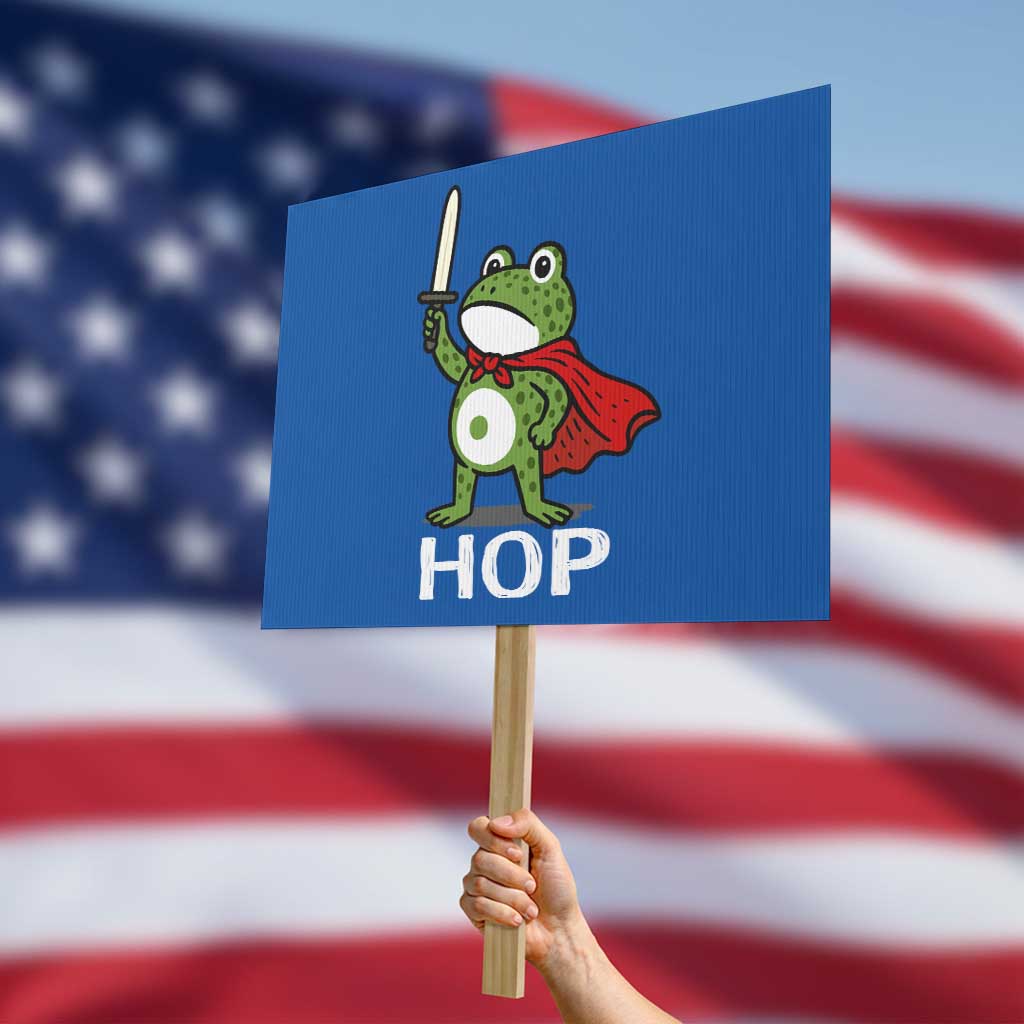 Resist Frog With Sword Protest Sign No Kings Portland Protest Saves America TS10 Horizontal 18