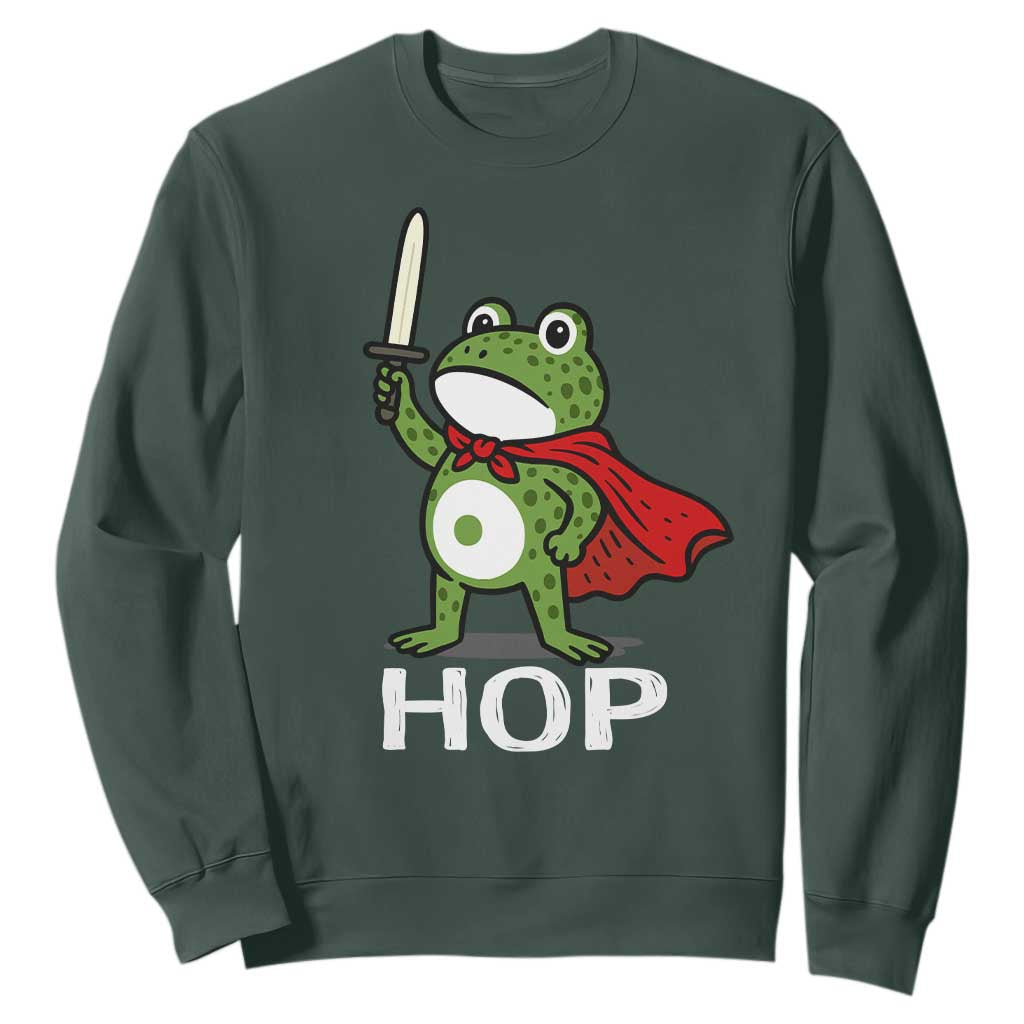 Resist Frog With Sword Sweatshirt No Kings Portland Protest Saves America TS10 Dark Forest Green Print Your Wear