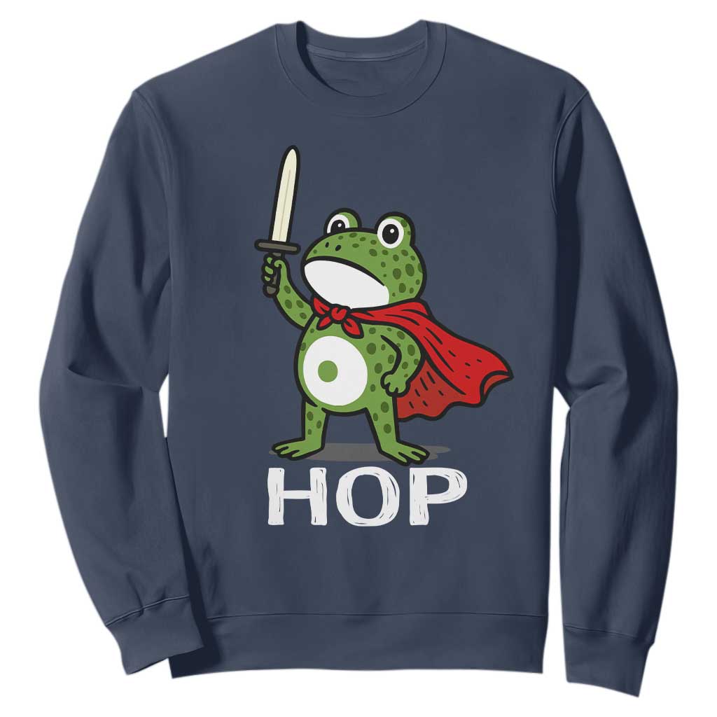 Resist Frog With Sword Sweatshirt No Kings Portland Protest Saves America TS10 Navy Print Your Wear