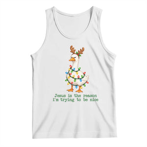 Funny Christmas Goose Tank Top Jesus Is The Reason Im Trying To Be Nice