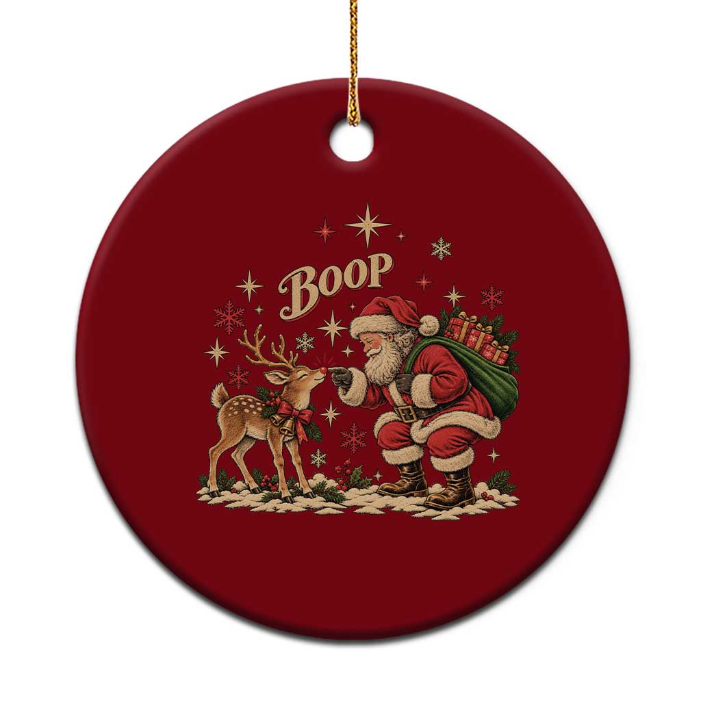 Vintage Christmas Santa Boop Reindeer Red Nose Ceramic Ornament Classic Retro Holiday Aesthetic