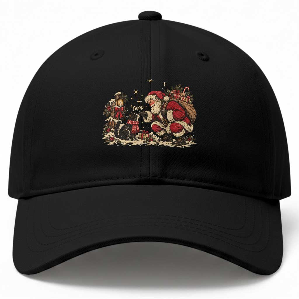 Vintage Christmas Santa Boop Cat Baseball Cap Retro Kitten Lovers Cute Cozy Holiday Aesthetic
