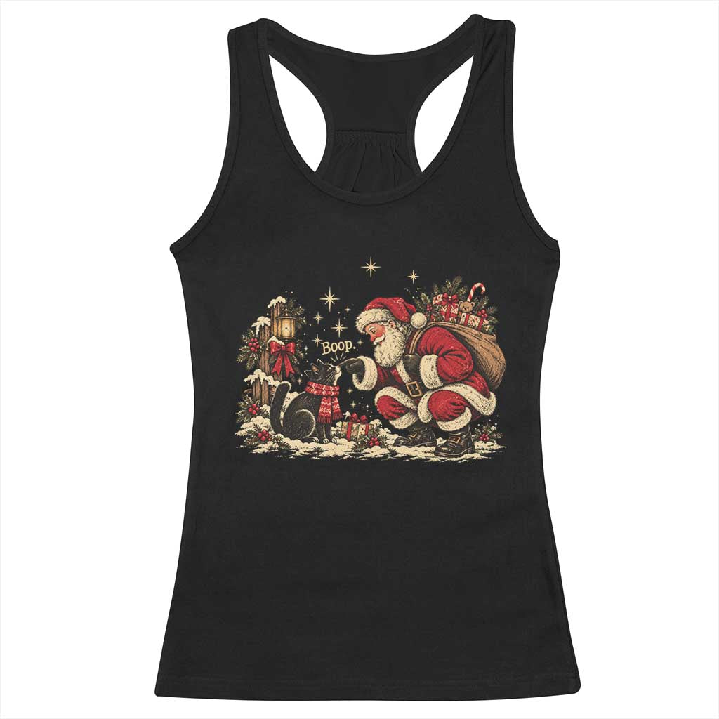 Vintage Christmas Santa Boop Cat Racerback Tank Top Retro Kitten Lovers Cute Cozy Holiday Aesthetic
