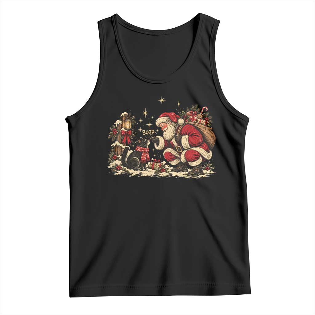 Vintage Christmas Santa Boop Cat Tank Top Retro Kitten Lovers Cute Cozy Holiday Aesthetic