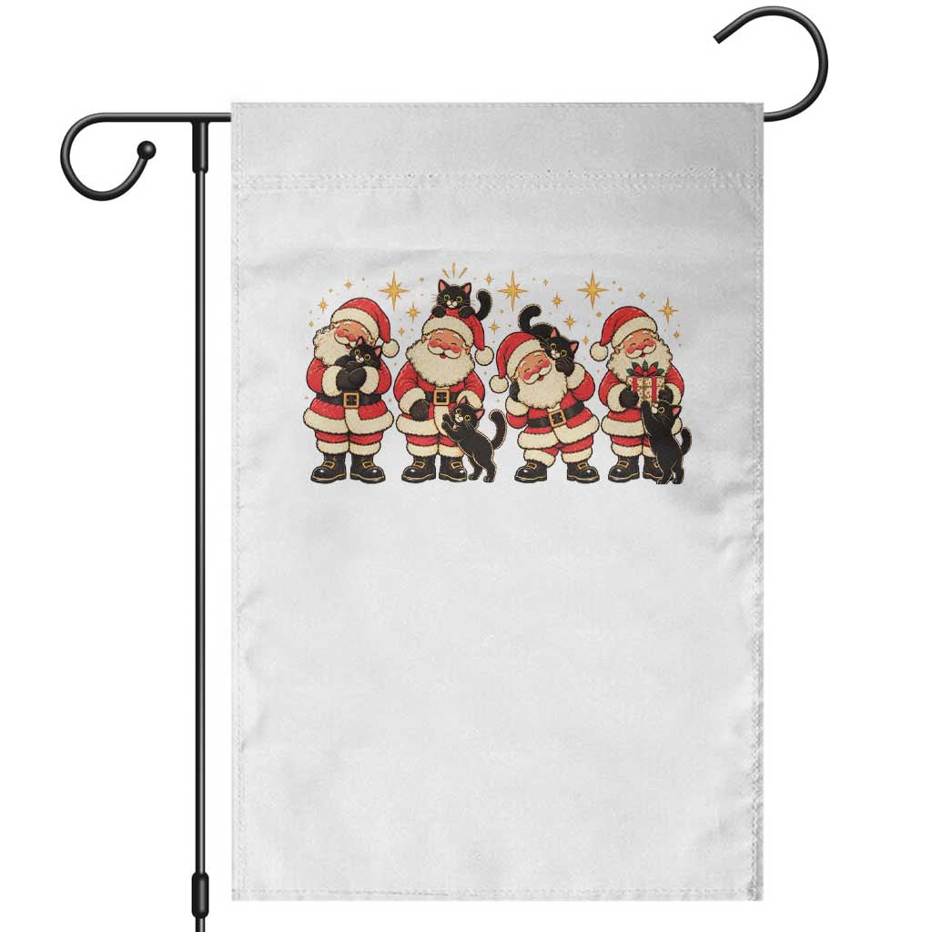 Vintage Christmas Santa Black Cat Garden Flag Cute Cozy Holiday Gift For Kitten Lovers