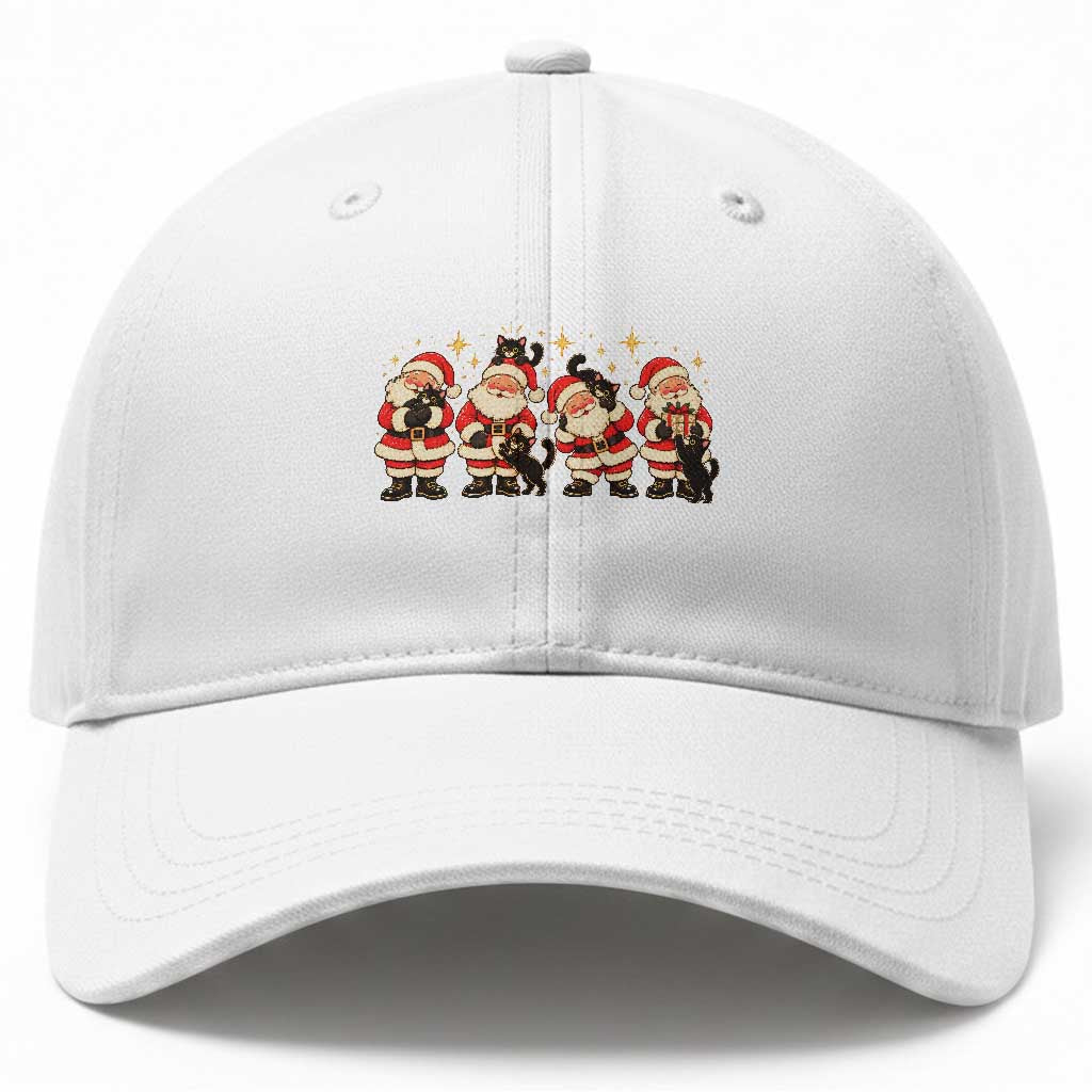 Vintage Christmas Santa Black Cat Baseball Cap Cute Cozy Holiday Gift For Kitten Lovers