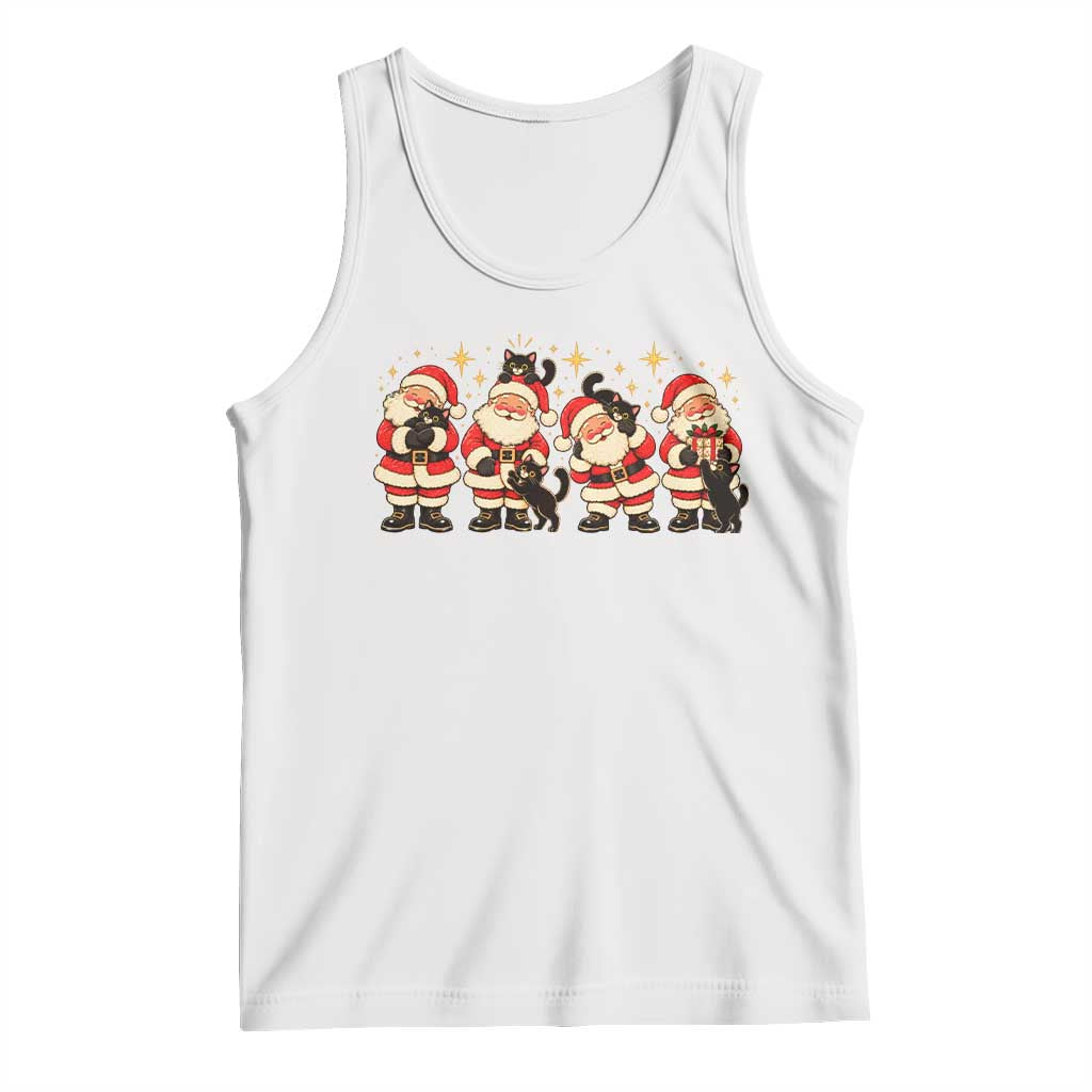 Vintage Christmas Santa Black Cat Tank Top Cute Cozy Holiday Gift For Kitten Lovers
