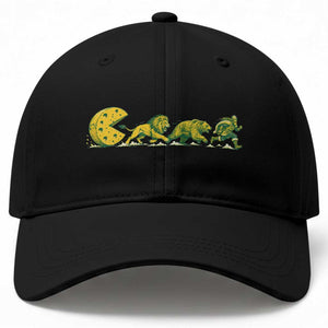 Funny Game Day Rivalry Baseball Cap Giant Cheese Wheel Chasing Lion Bear Viking