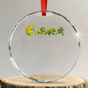 Funny Game Day Rivalry Crystal Glass Ornament Giant Cheese Wheel Chasing Lion Bear Viking
