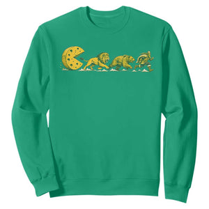Funny Game Day Rivalry Sweatshirt Giant Cheese Wheel Chasing Lion Bear Viking