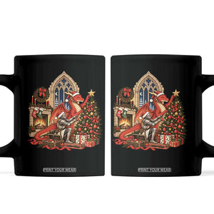 Dragon And Knight Decorating Christmas Tree Coffee Mug Medieval Fantasy Castle Holiday