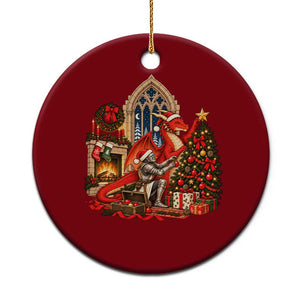 Dragon And Knight Decorating Christmas Tree Ceramic Ornament Medieval Fantasy Castle Holiday