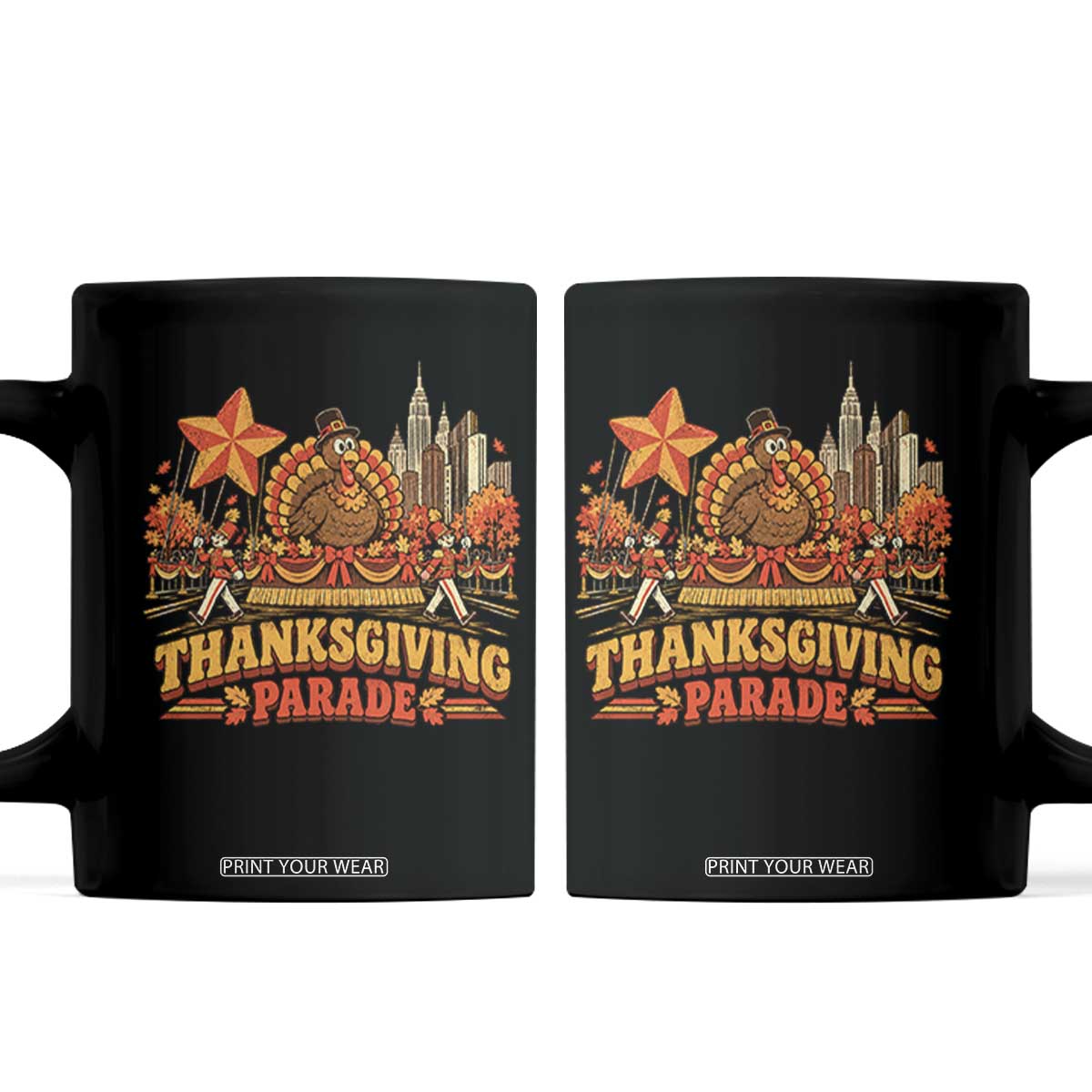 Thanksgiving Parade Coffee Mug Turkey NYC Skyline Nostalgic Fall Holiday