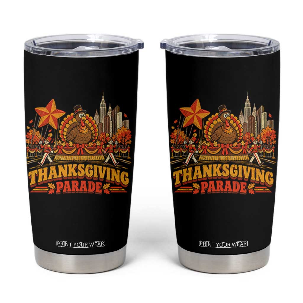 Thanksgiving Parade Tumbler Cup Turkey NYC Skyline Nostalgic Fall Holiday
