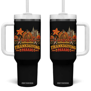 Thanksgiving Parade Tumbler With Handle Turkey NYC Skyline Nostalgic Fall Holiday