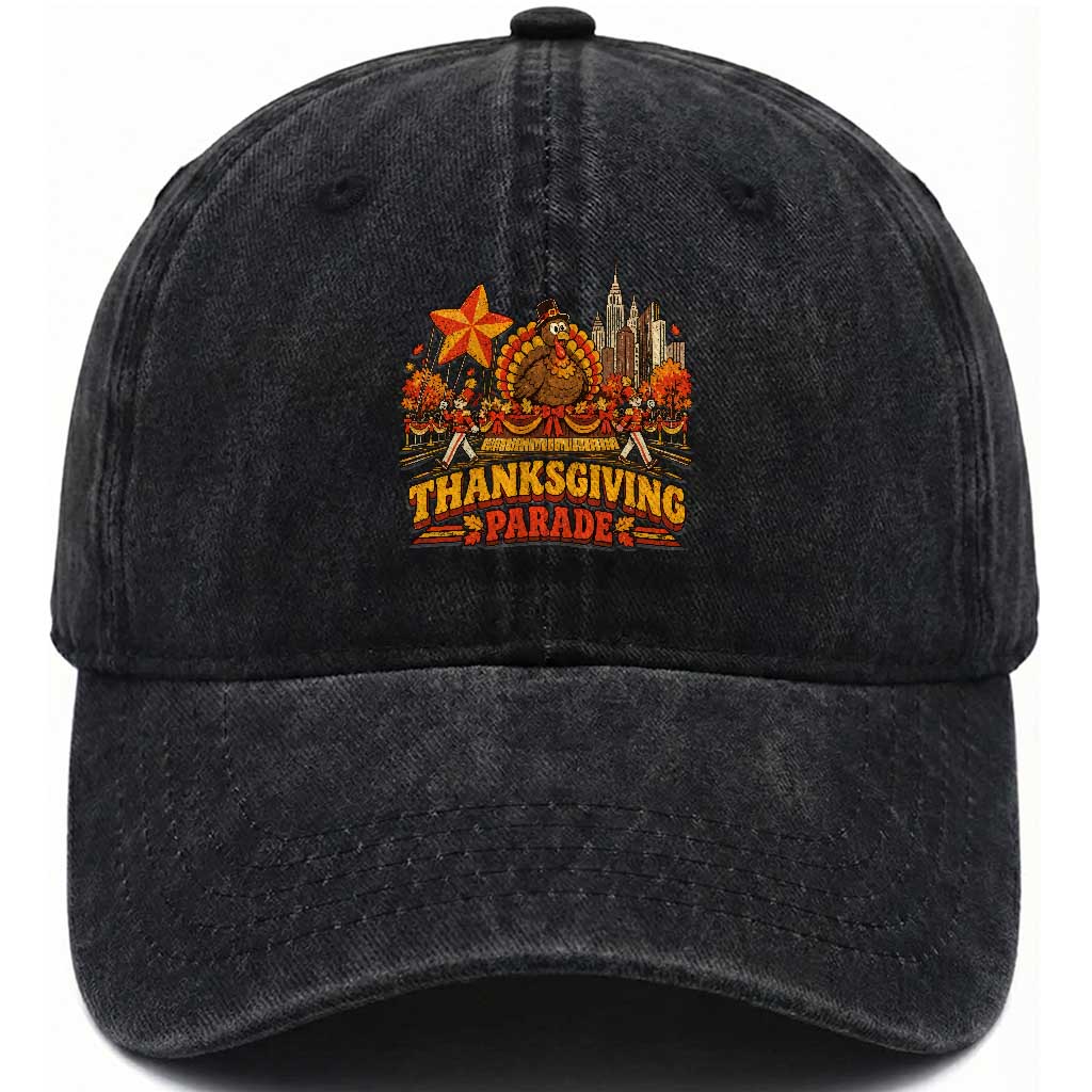 Thanksgiving Parade Washed Cotton Baseball Cap Turkey NYC Skyline Nostalgic Fall Holiday