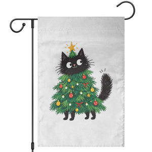 Funny Black Cat Christmas Tree Garden Flag Holiday Kitten Cat Lover Graphic