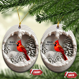 Personalized Dad Memorial Christmas Ornament Custom Year Loss of Father Gift Red Cardinal Ceramic Ornament TS10 Oval Cement Print Your Wear