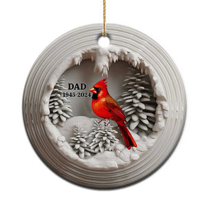 Personalized Dad Memorial Christmas Ornament Custom Year Loss of Father Gift Red Cardinal Ceramic Ornament TS10 Print Your Wear