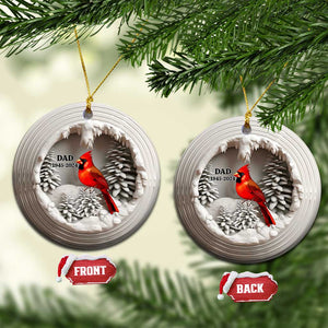 Personalized Dad Memorial Christmas Ornament Custom Year Loss of Father Gift Red Cardinal Ceramic Ornament TS10 Circle Cement Print Your Wear