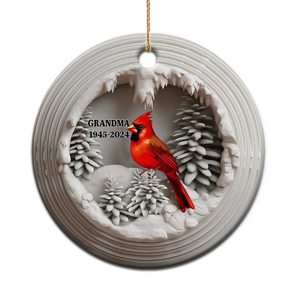 Personalized Grandma Memorial Christmas Ornament Custom Year Loss of Grandmother Gift Red Cardinal Ceramic Ornament TS10 Print Your Wear