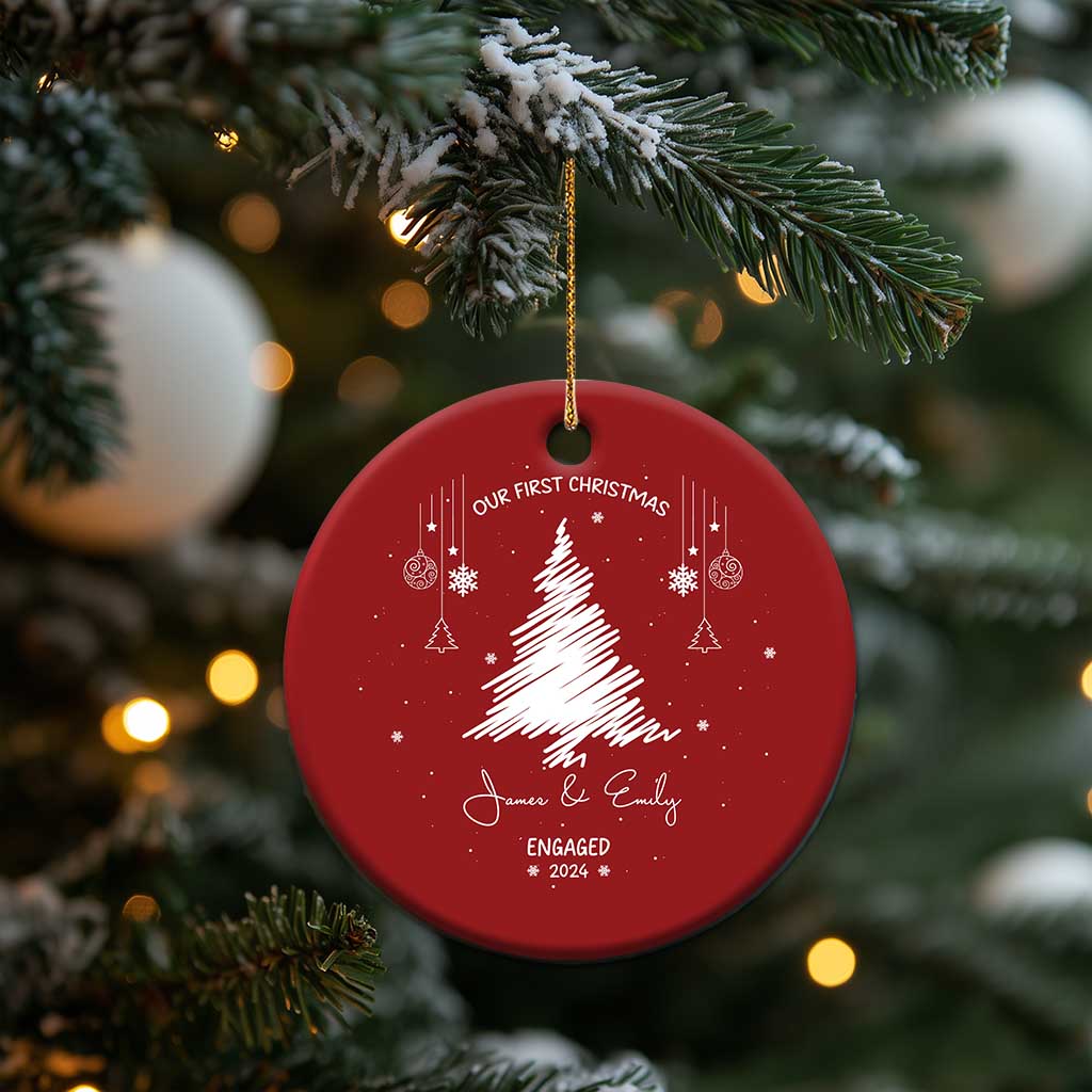 Personalized Engagement Christmas Ornament Custom Name Our First Christmas Engaged 2024 Xmas Gift TS10 Print Your Wear