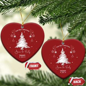 Personalized Engagement Christmas Ornament Custom Name Our First Christmas Engaged 2024 Xmas Gift TS10 Heart Red Print Your Wear