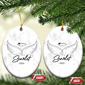 Personalized Memorial Christmas Ornament Custom Name With Angel Wings Remembrance Sympathy Gift TS10 Oval Marbel Print Your Wear