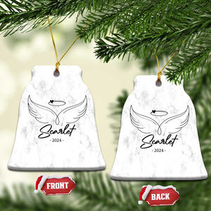 Personalized Memorial Christmas Ornament Custom Name With Angel Wings Remembrance Sympathy Gift TS10 Bell Flake Marbel Print Your Wear